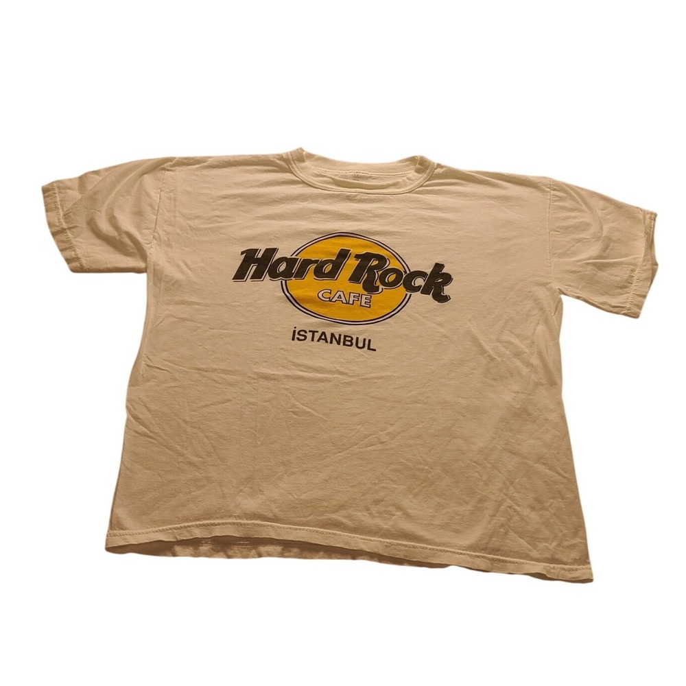 Hard Rock Cafe Istanbul White Graphic T-Shirt Men's XXL Cotton Logo Tee Casual